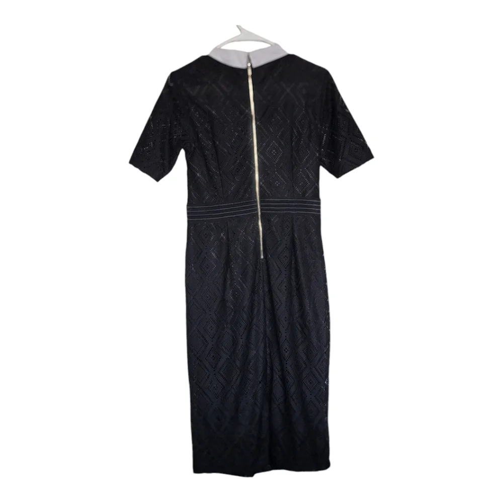 NY& C Black Midi Dress White Collar Medium - Picture 3 of 10